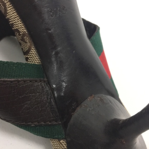 Gucci beige Horsebit Web Slide Sandals 1990’s - Picture 7 of 8